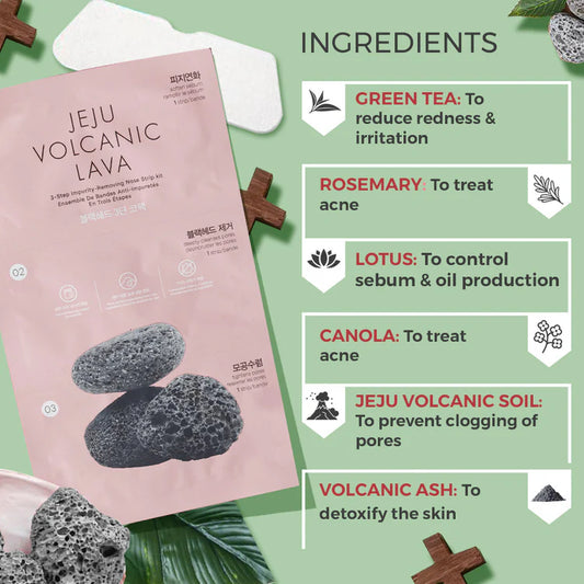 JEJU volcanic lava 3 step impurity removing nose strips