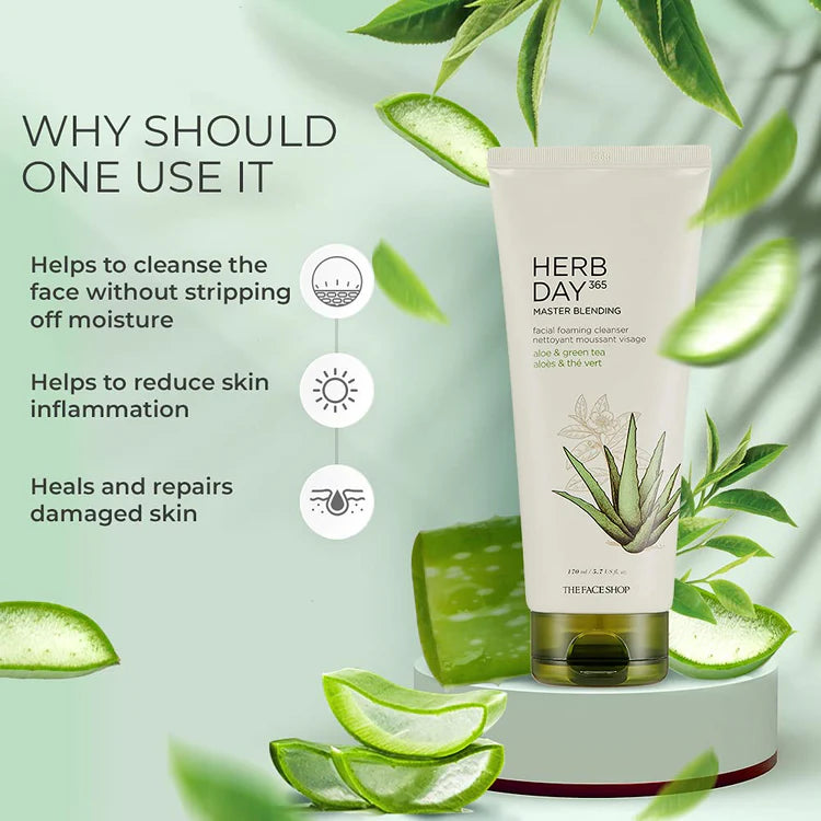"THE FACE SHOP - Aloe & Green Tea" Cleansing Foam
