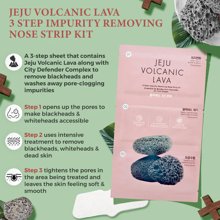 JEJU volcanic lava 3 step impurity removing nose strips