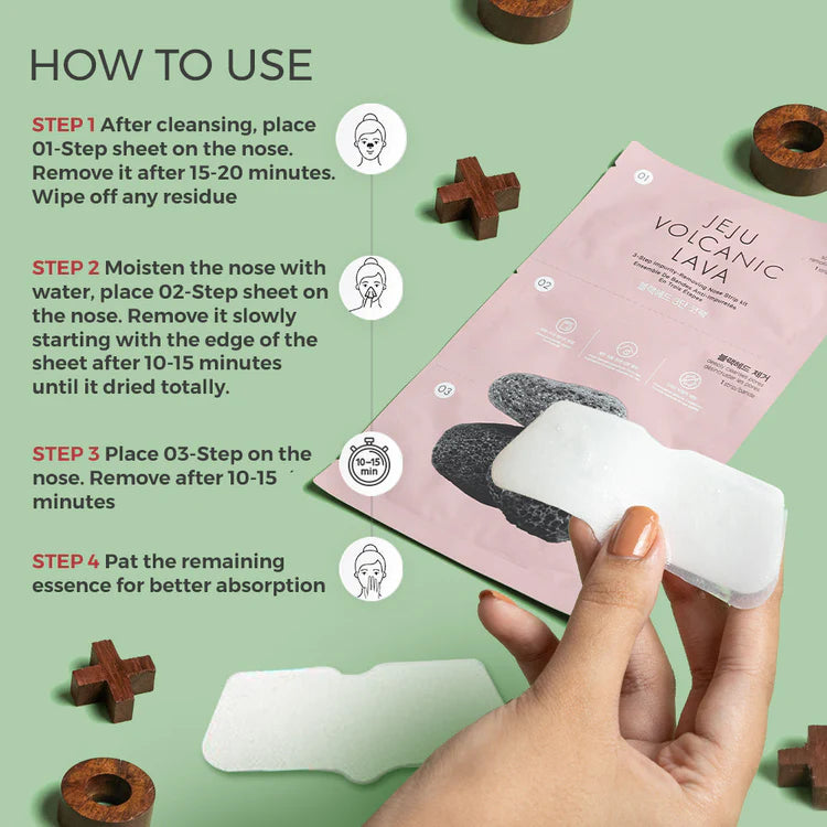 JEJU volcanic lava 3 step impurity removing nose strips