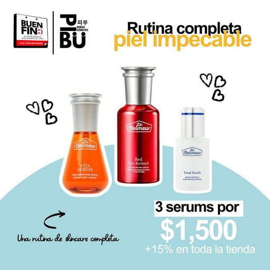 Dr. Belmeur 3-Step Serum Routine – Vitamina C + Pro-Retinol + Total Youth