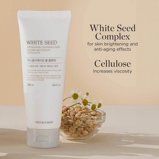 WHITE SEED exfoliating cleansing foam - Brightening Exfoliating Facial Cleanser with Niacinamide and Hyaluronic Acid